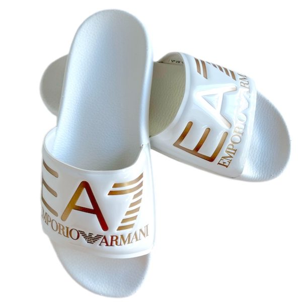 Emporio Armani | כפכפי סלייד לבנים אימפוריו ארמני