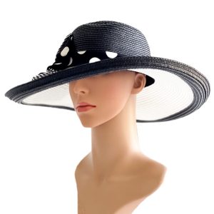 August Hat | כובע קש שחור/לבן אוגוסט הט