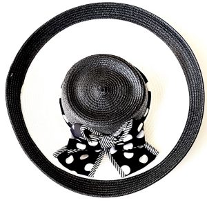 August Hat | כובע קש שחור/לבן אוגוסט הט