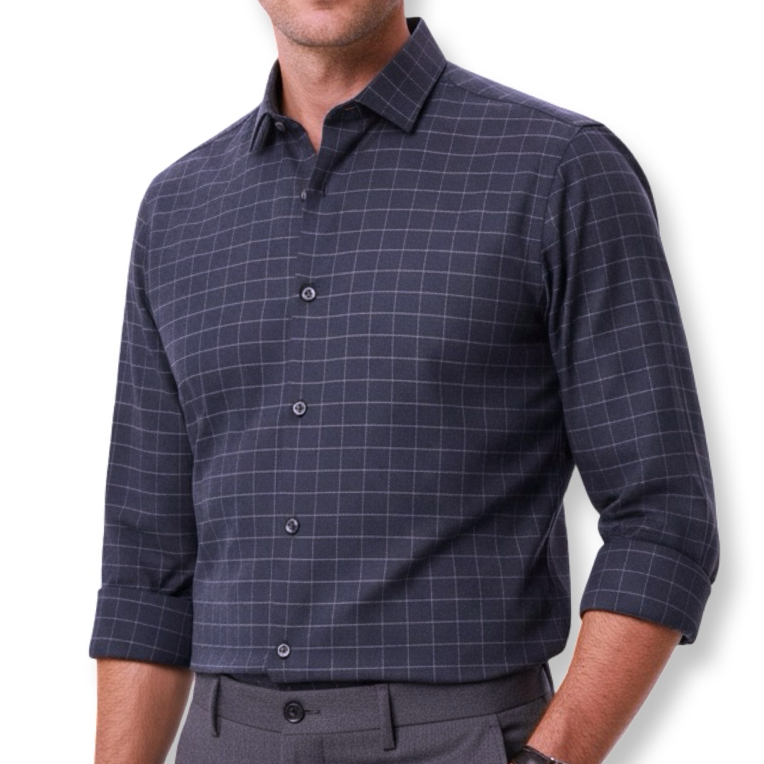 Theory | חולצה כחולה טרנדית משבצות תאורי