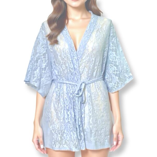 Josie Natori | חלוק תחרה כחול ג׳וזי נטורי