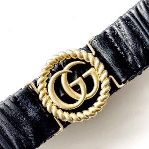 Gucci | חגורת עור נמתחת שחורה גוצ'י