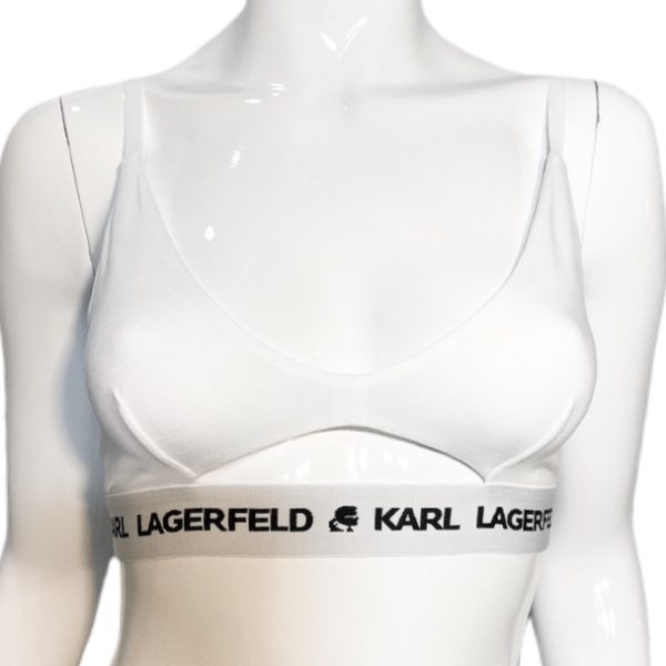 Karl Lagerfeld | חזיית טופ לוגו לבנה קרל לגרפלד