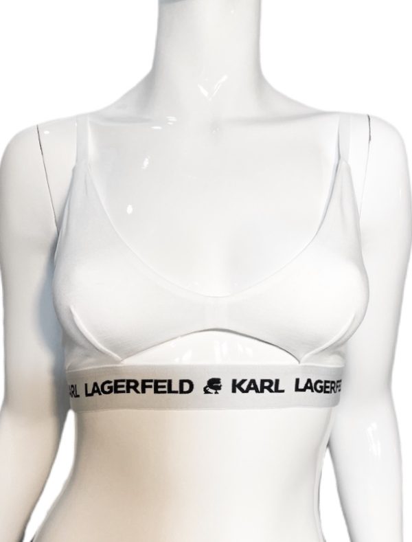 Karl Lagerfeld | חזיית טופ לוגו לבנה קרל לגרפלד
