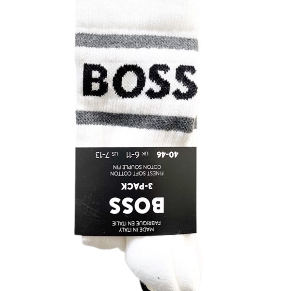 Hugo Boss | מארז 3 גרבי ספורט לוגו עם פסים הוגו בוס