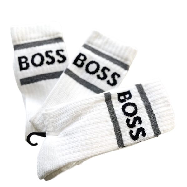 Hugo Boss | מארז 3 גרבי ספורט לוגו עם פסים הוגו בוס