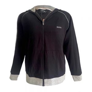 Hugo Boss | ז'קט קפוצ'ון לוגו מכותנה שחור הוגו בוס