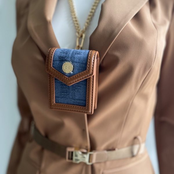 Elisabetta Franchi | תיק צד עם תיקים נשלפים חום/ג'ינס אליזבטה פראנקי