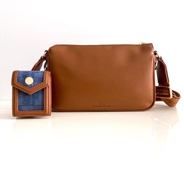 Elisabetta Franchi | תיק צד עם תיקים נשלפים חום/ג'ינס אליזבטה פראנקי