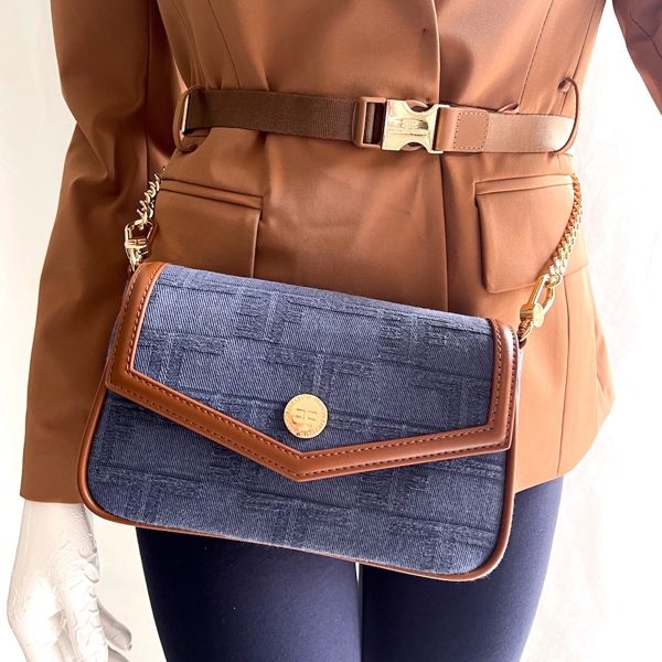 Elisabetta Franchi | תיק צד עם תיקים נשלפים חום/ג'ינס אליזבטה פראנקי