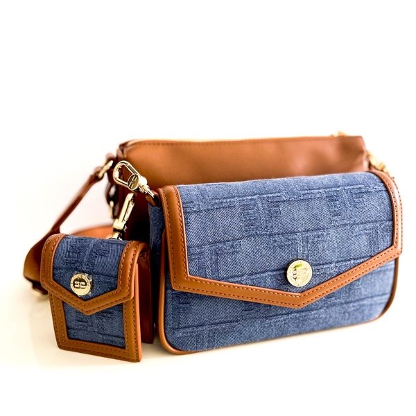 Elisabetta Franchi | תיק צד עם תיקים נשלפים חום/ג'ינס אליזבטה פראנקי