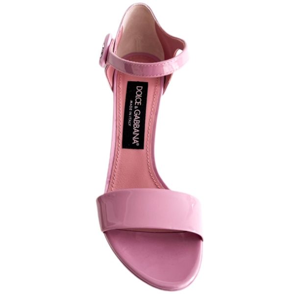 Dolce & Gabbana | סנדלי עור יוקרתי ורוד עקב גיאומטרי דולצ'ה וגבאנה