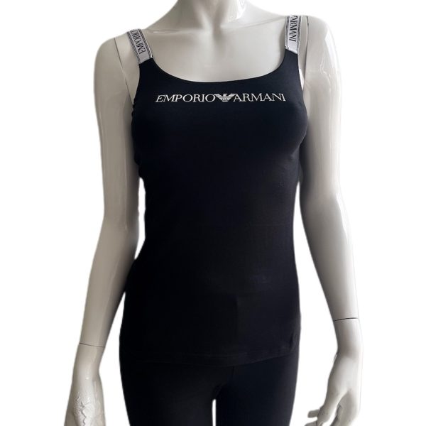 Emporio Armani | גופייה בהדפס לוגו איקוני שחור/לבן אימפוריו ארמני