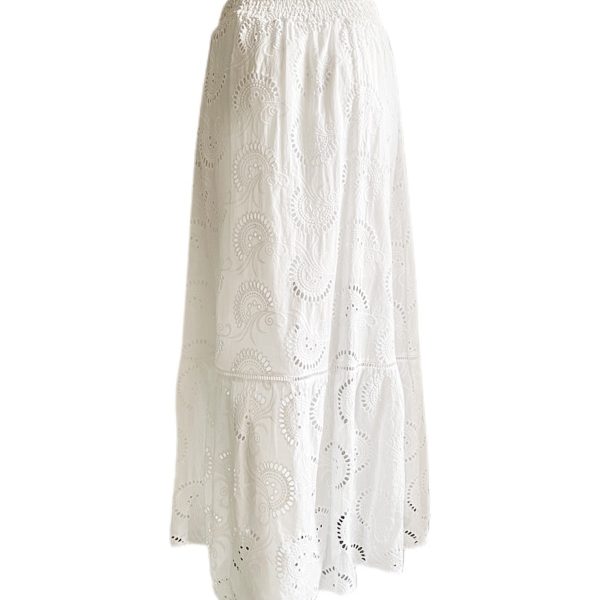 Guess | חצאית כותנה לבנה ארוכה גס