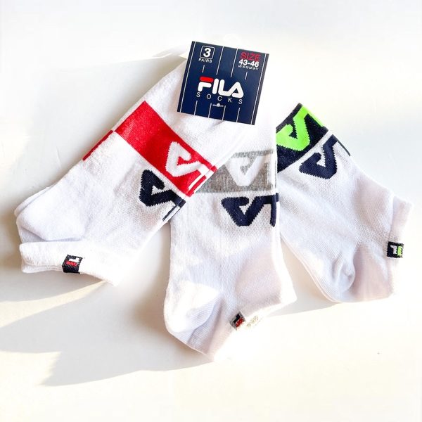 Fila | מארז 3 זוגות גרביים קצרות פס לוגו פילה