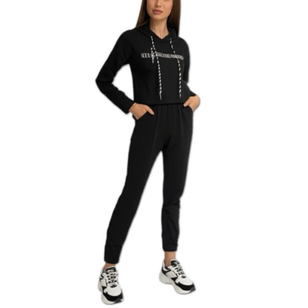 Emporio Armani | חליפת טרנינג בהדפס לוגו שחור אימפוריו ארמני