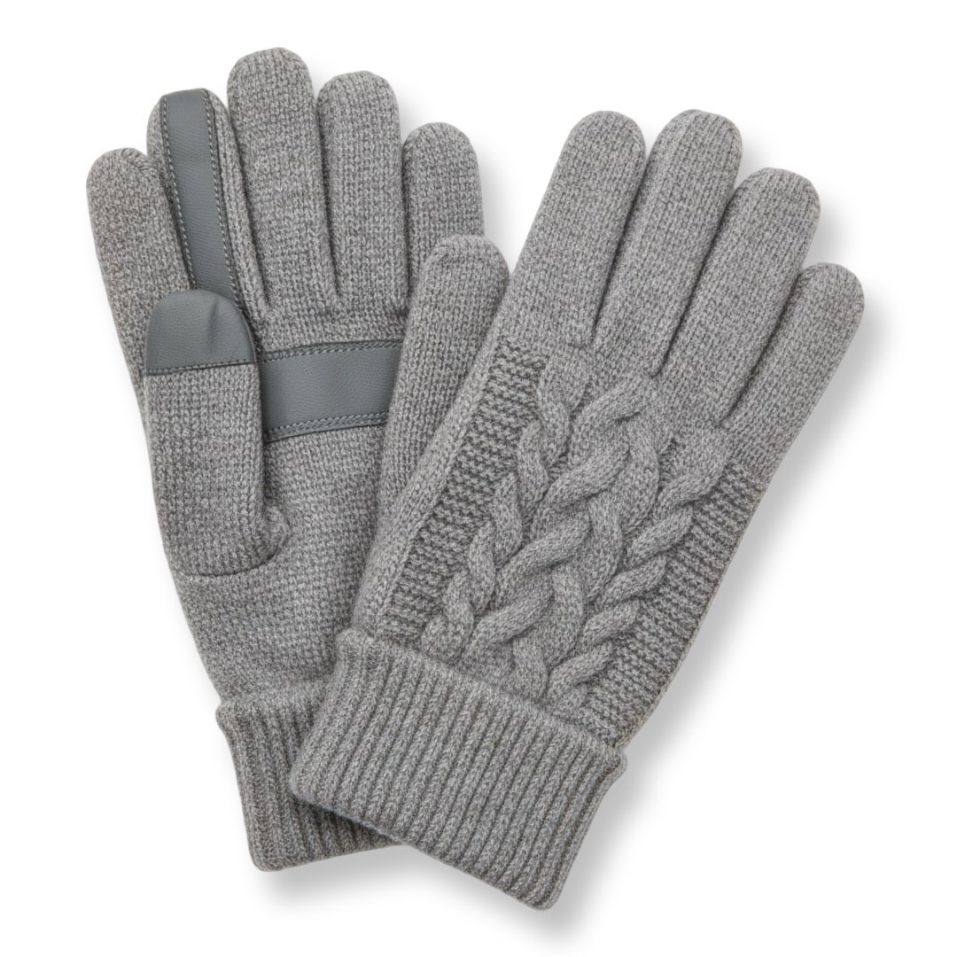 Isotoner | כפפות אפורות מגע לסמארטפון איזוטונר