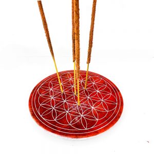 Incense | מעמד אבן עגול אדום להדלקת קטורת
