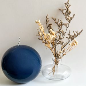 Housedeco-מארז מעוצב נר כדור כחול גדול ואגרטל