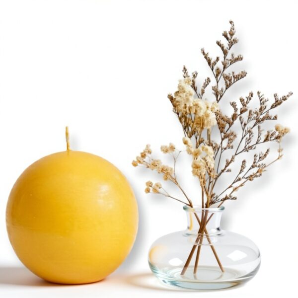 Ronari Home-מארז מעוצב נר כדור צהוב גדול ואגרטל