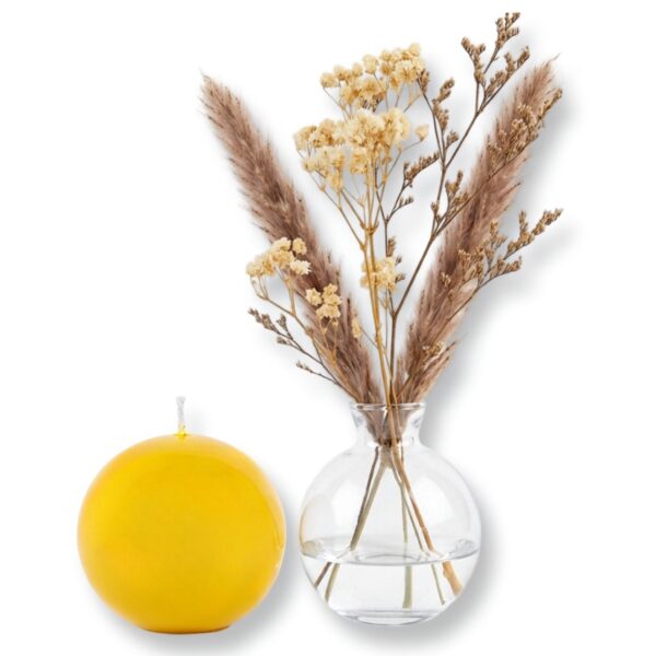 Ronari Home-מארז מעוצב נר כדור צהוב ואגרטל