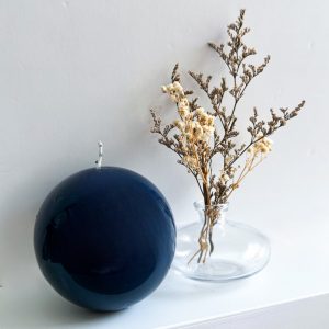 Housedeco-מארז מעוצב נר כדור כחול גדול ואגרטל