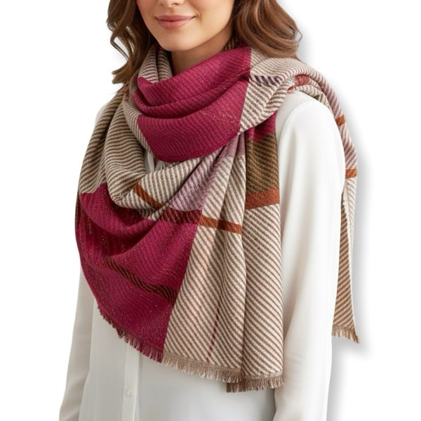 Vince Camuto | צעיף גדול מנצנץ יוקרתי חום/סגול וינס קמוטו