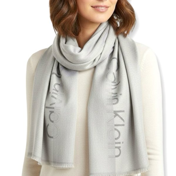 Calvin Klein | צעיף אופנתי לוגו אפור קלוין קליין