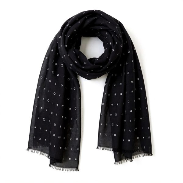 Calvin Klein | צעיף אופנתי שחור לוגו קלוין קליין