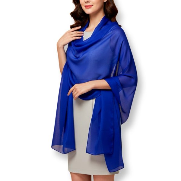 BravaModa | צעיף סאטן יוקרתי גדול כחול בראווהמודה