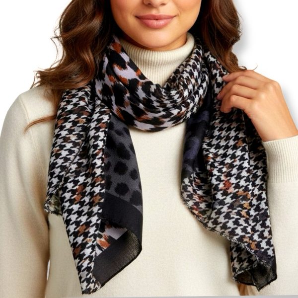 Vande | צעיף מנומר-פפיטה גדול שחור חום אפור וונדה