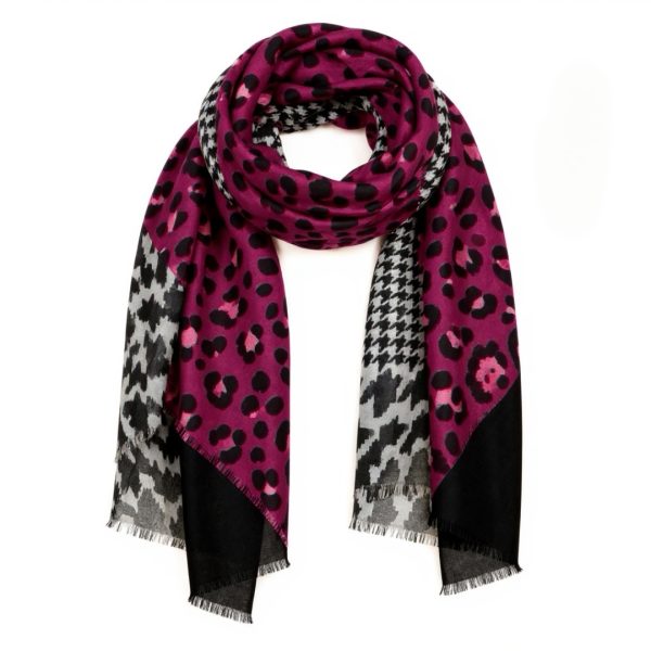 Vande | צעיף מנומר-פפיטה גדול שחור סגול אפור וונדה