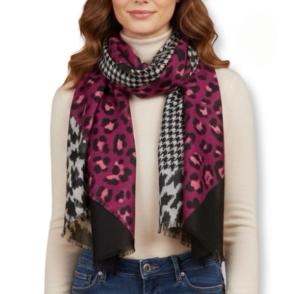 Vande | צעיף מנומר-פפיטה גדול שחור סגול אפור וונדה