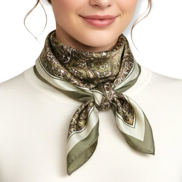 Seta | צעיף פייזלי צבע זית סטה