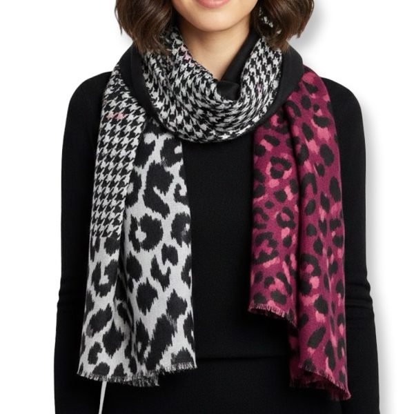 Vande | צעיף מנומר-פפיטה גדול שחור סגול אפור וונדה