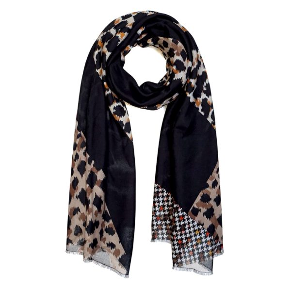 Vande | צעיף מנומר-פפיטה גדול שחור חום וונדה