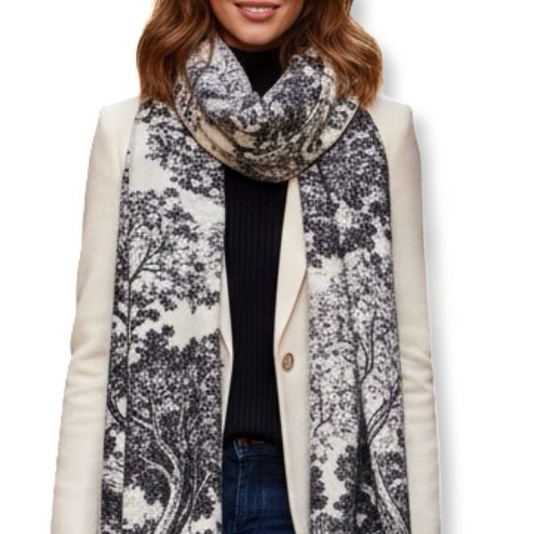 Baidi | צעיף מודפס אופנתי גדול שחור-אופוויט באידי