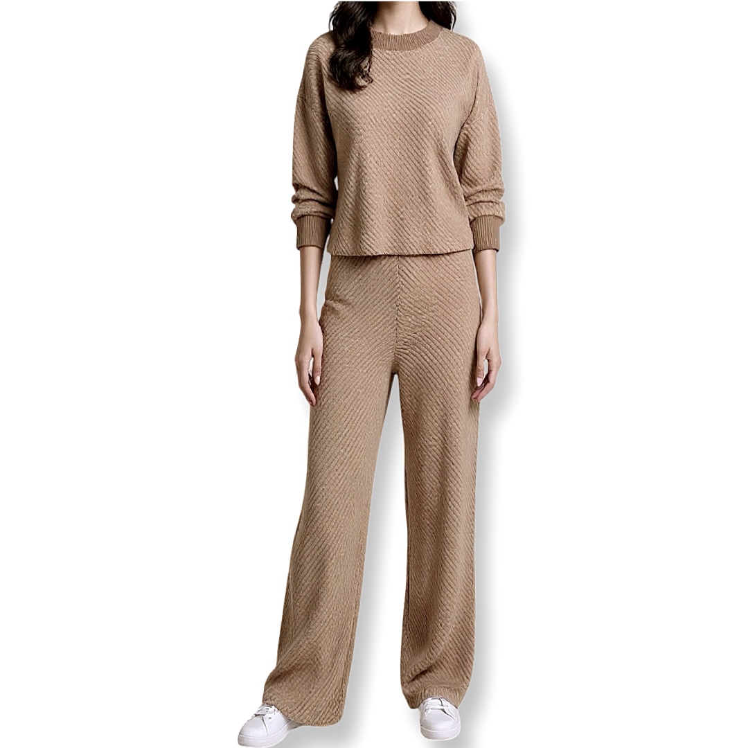 J-Clair | חליפת שני חלקים אופנתית צבע מוקה ג׳וקלייר