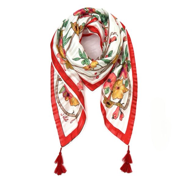 Ronari | צעיף פונפונים אדומים פלר