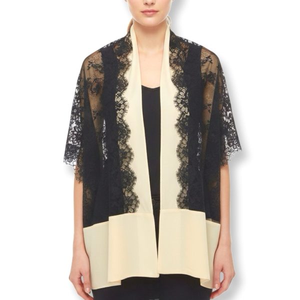 Ronari Scarf | צעיף לייס לערב אוף וויט-שחור