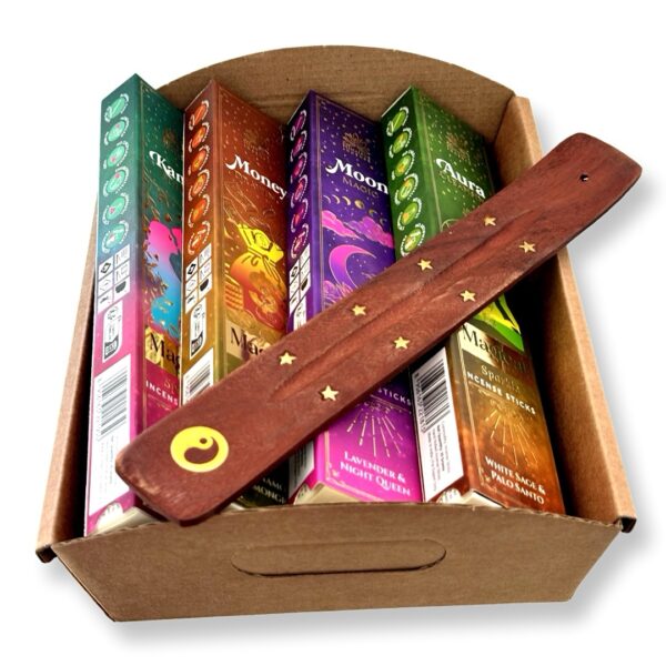 Incense | מארז 4 קטורות הימלאי פרימיום ״טיהור זימון שפע ואהבה״ ומעמד קטורת