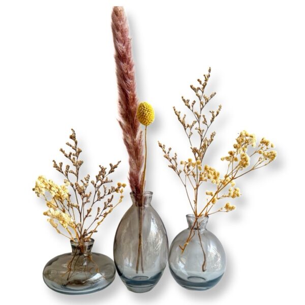 Ronari Home-מארז שלושה אגרטלים מעוצבים בפרחים צבע אפור