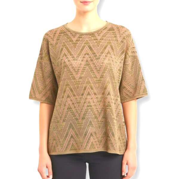 Missoni | חולצת סריג מנצנצת בטקסטורת זיג-זג גולדפינק מיסוני