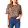 Missoni | חולצת סריג מנצנצת בטקסטורת זיג-זג גולדבראון מיסוני