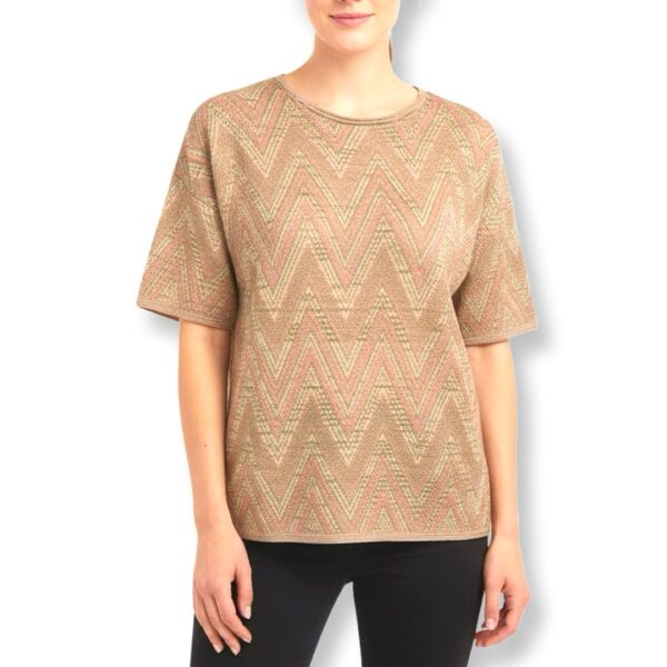 Missoni | חולצת סריג מנצנצת בטקסטורת זיג-זג פינקגולד מיסוני