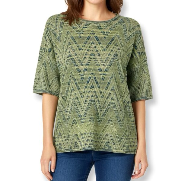Missoni | חולצת סריג מנצנצת בטקסטורת זיג-זג גרינגולד מיסוני