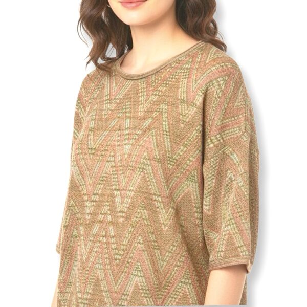 Missoni | חולצת סריג מנצנצת בטקסטורת זיג-זג פינקגולד מיסוני