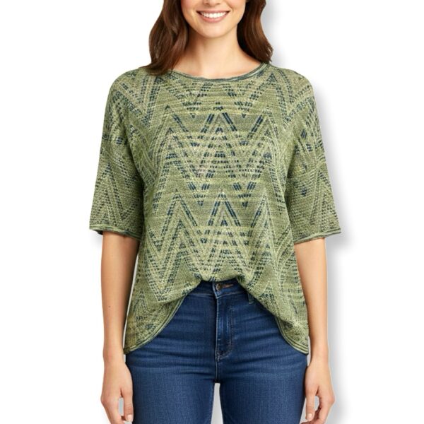 Missoni | חולצת סריג מנצנצת בטקסטורת זיג-זג גרינגולד מיסוני