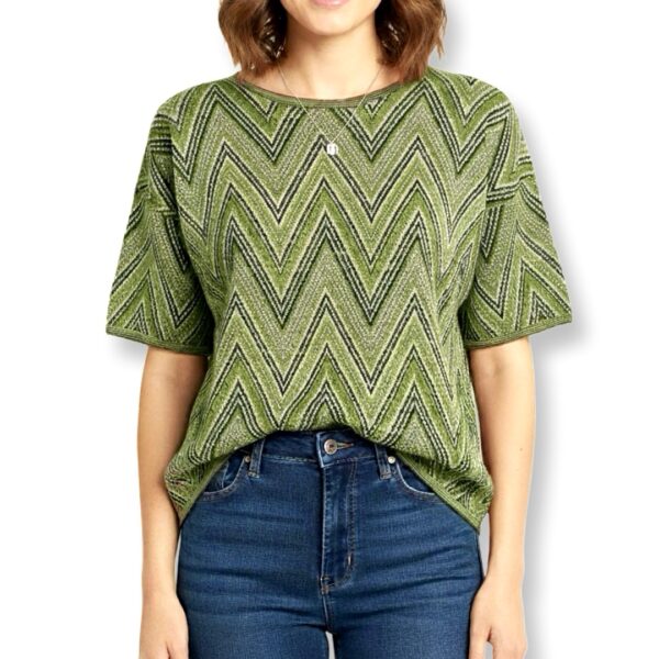 Missoni | חולצת סריג מנצנצת בטקסטורת זיג-זג גולדגרין מיסוני