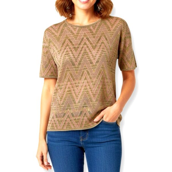 Missoni | חולצת סריג מנצנצת בטקסטורת זיג-זג גולדפינק מיסוני